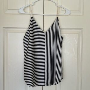Express Black and White Striped V-Neck Downtown Cami Size S